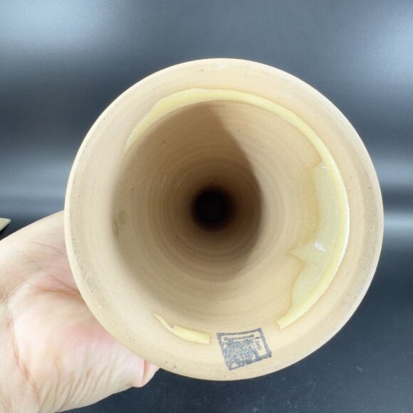 Studio Art Pottery Hand Made Goblets Drinking Wine Glasses Signed Purple Grapes - Picture 6 of 16